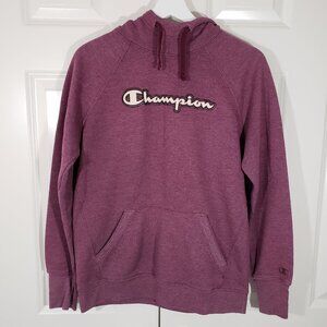 Champion Hoodie Sweatshirt Purple Long Sleeve Womens Small Kangaroo Pocket Logo